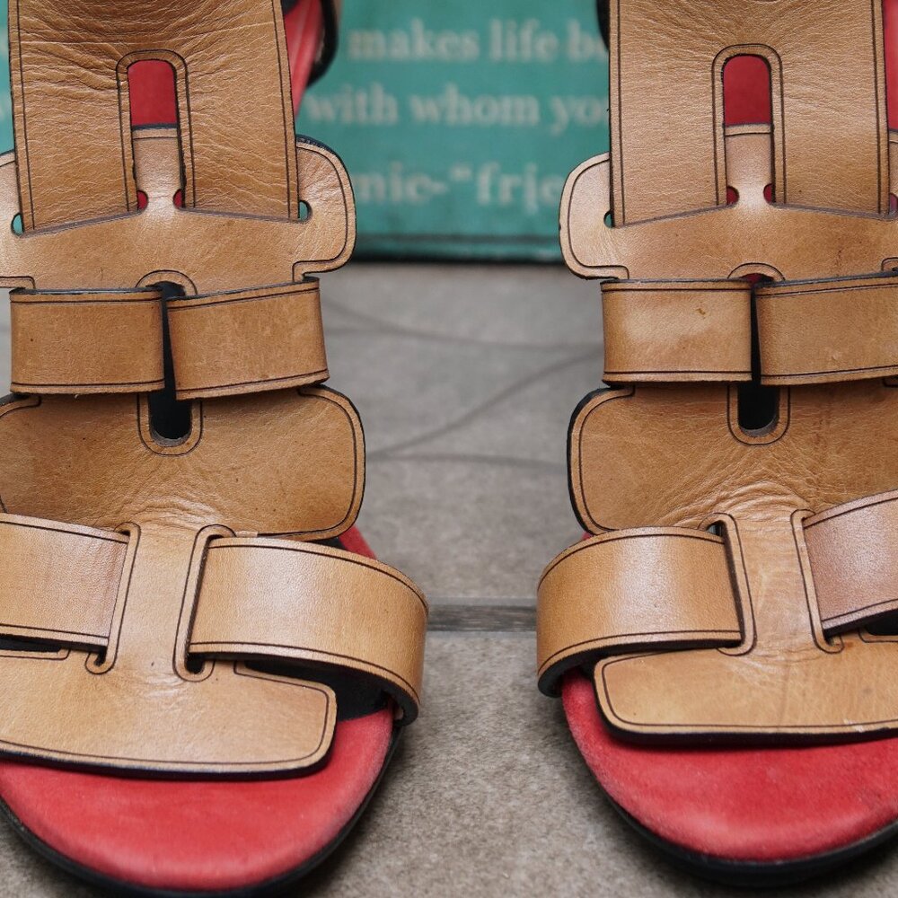 DIANE von FURSTENBERG LEATHER HEEL SANDAL 7.5M - Picture 4 of 16